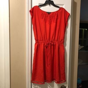 Cute red orange soft silky dress- GREAT DETAILS!